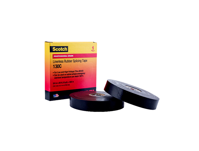 3M Scotch 130C电工胶带无衬层自粘绝缘耐高温高压专业级电工电气胶布